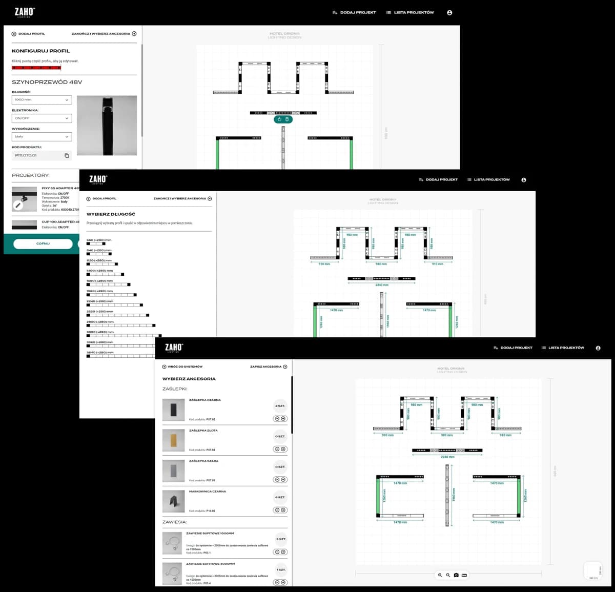 Konfigurator ZAHO konfigurator 2D systemów oświetleniowych Konfigurator ZAHO konfigurator 2D systemów oświetleniowych
