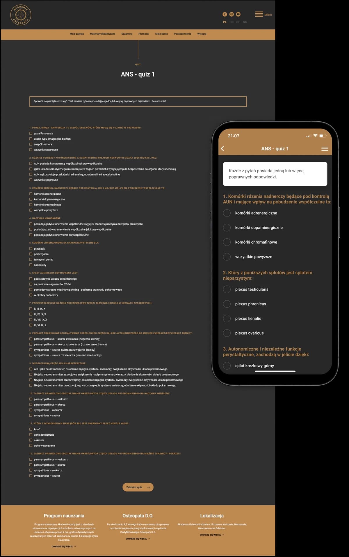 Academy of Osteopathy Akademia Osteopatii - quiz app Academy of Osteopathy Akademia Osteopatii - quiz app