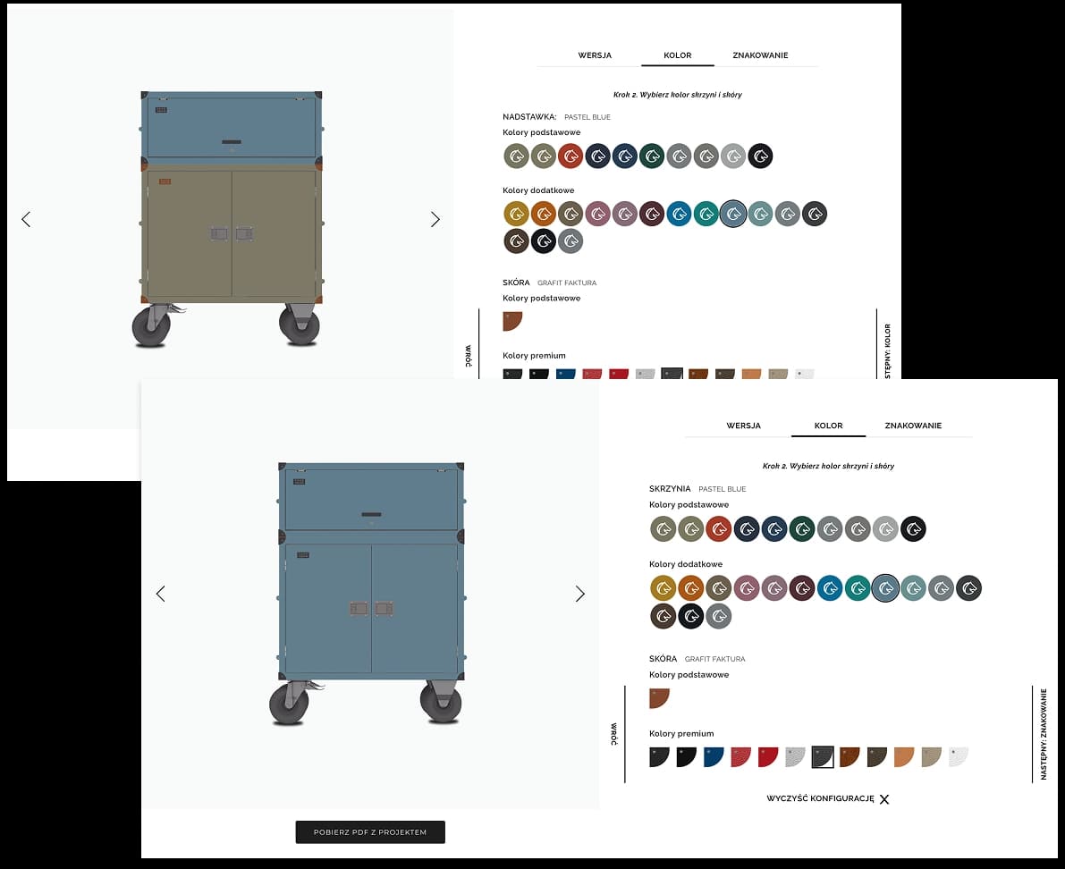 Konfigurator TACKROOM wybór koloru Konfigurator TACKROOM wybór koloru